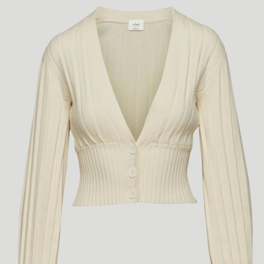 Aritzia Plunge Front Cardigan Cream Colour